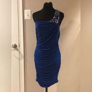 City triangles juniors large blue dress. One shoulder sequins.